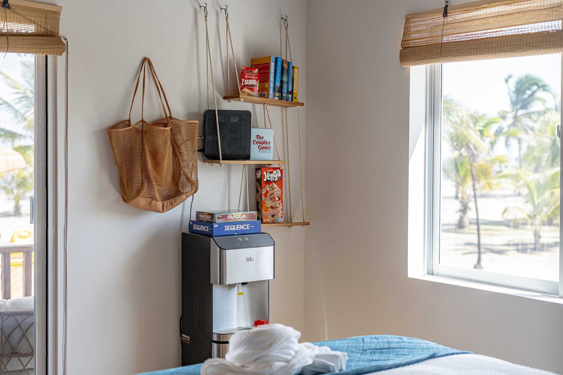 Scuba Room corner with books, games and a water dispenser
